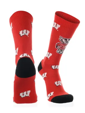 Wisconsin Badgers Socks Crew Length Sock Mayhem