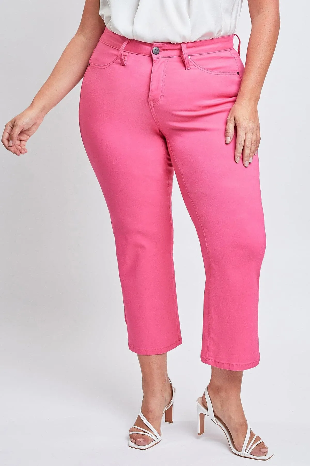 Women's Plus Size Hyperstretch Cropped Wide Leg Flood Pants, Fiery Coral