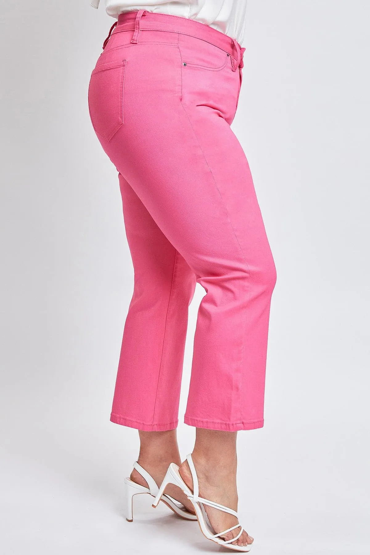 Women's Plus Size Hyperstretch Cropped Wide Leg Flood Pants, Fiery Coral