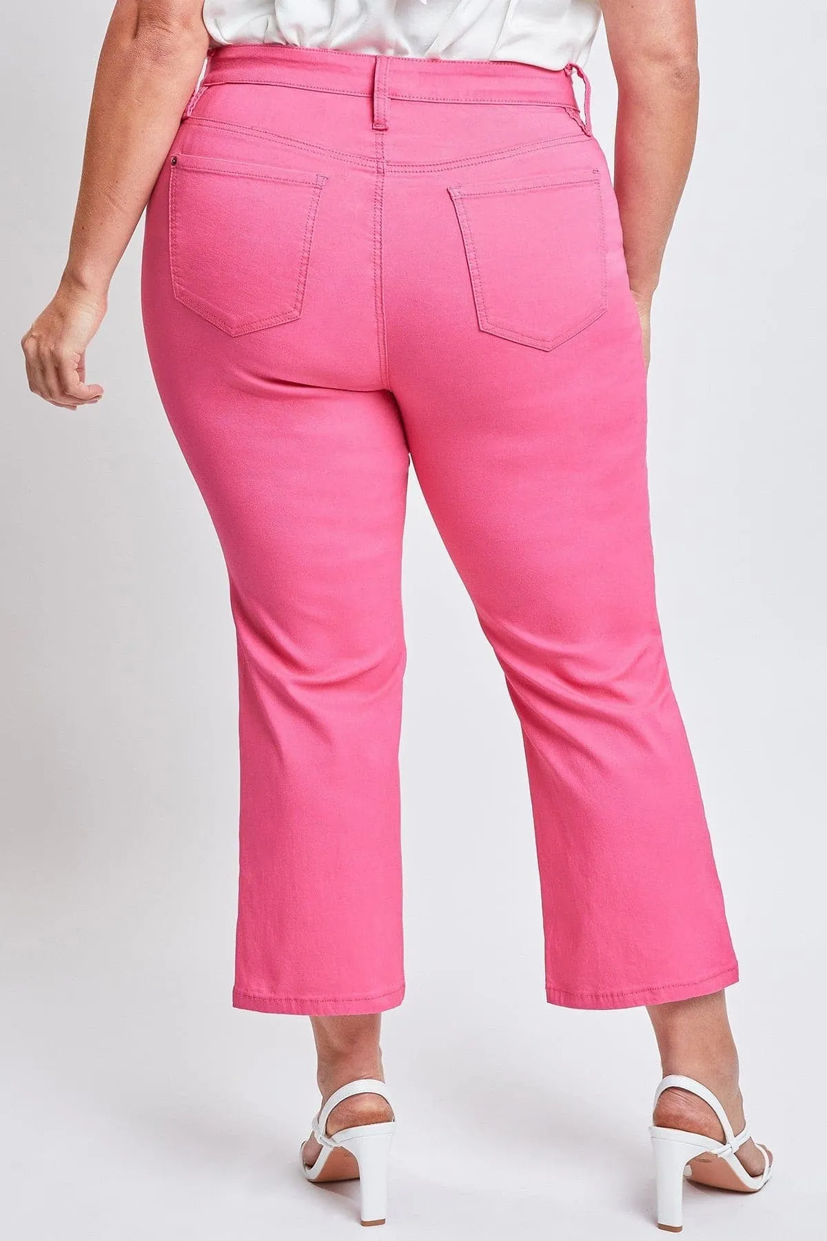 Women's Plus Size Hyperstretch Cropped Wide Leg Flood Pants, Fiery Coral