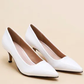 Women's White Shiny Leather Pointed Toe Stilettos High Heels Shoe