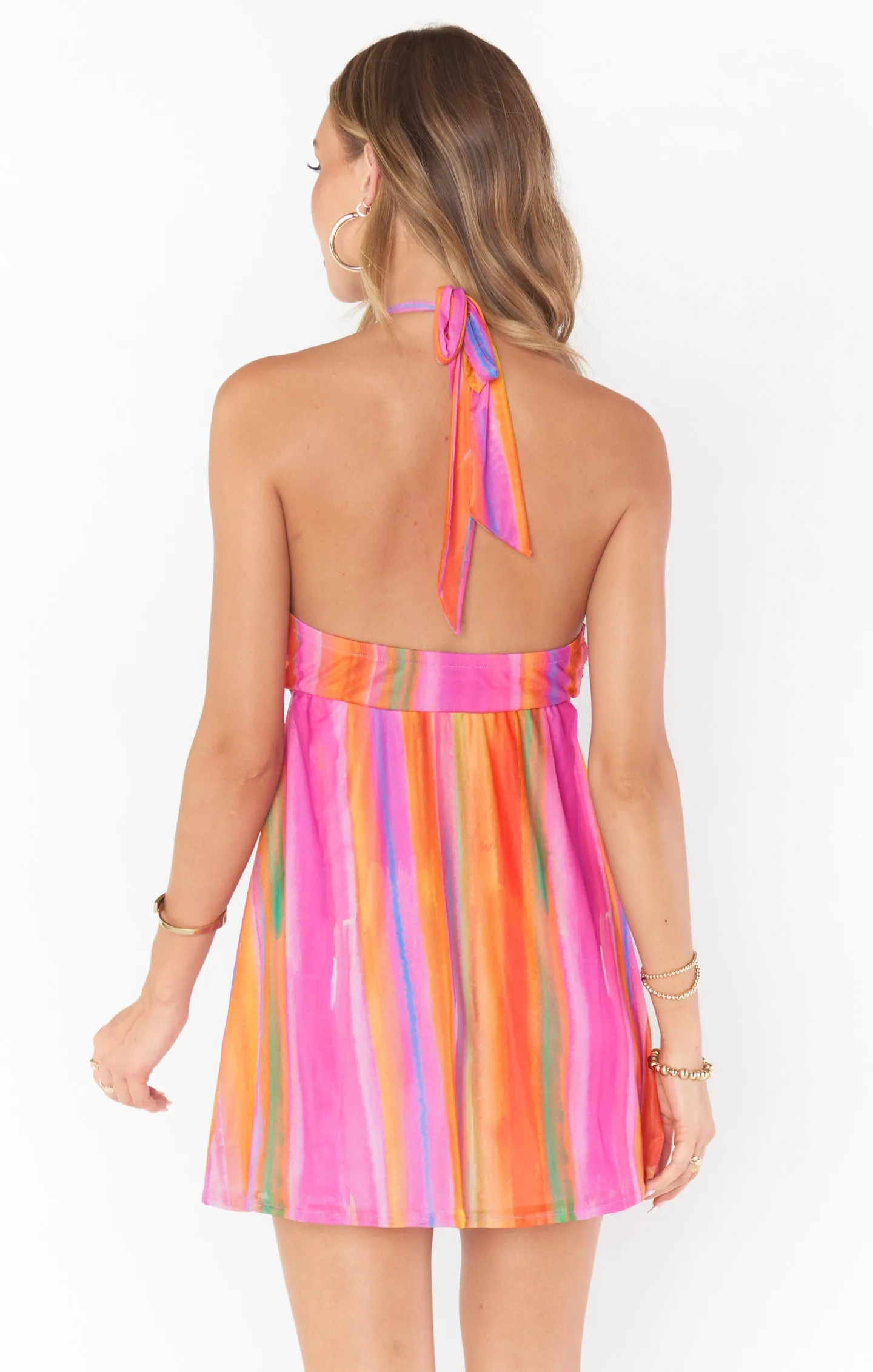 Zappa Mini Dress ~ Sunrise Stripe Mesh