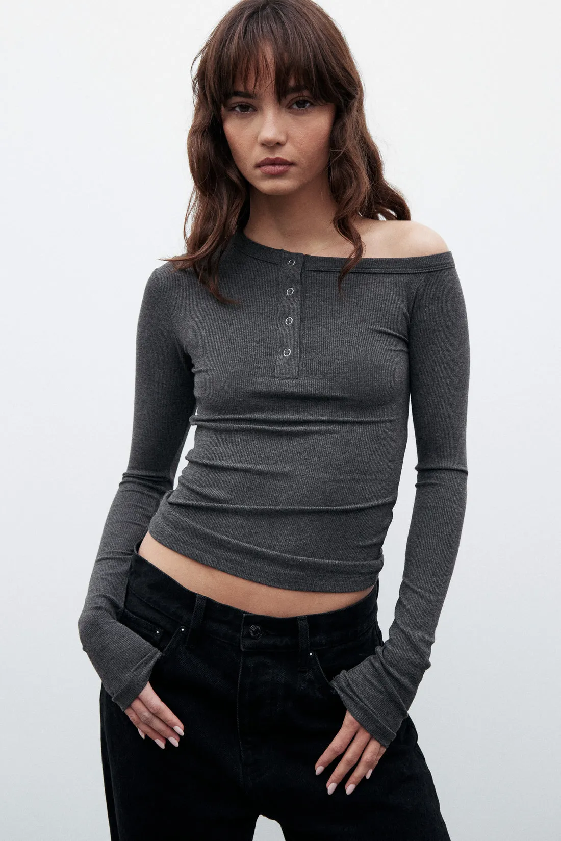 Zinnia Top - Dark Heather Grey